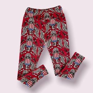 LuLaRoe Red Eagle Leggings with the American Flag - OS